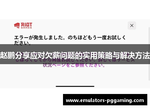 赵鹏分享应对欠薪问题的实用策略与解决方法